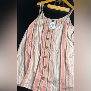 Torrid Striped V-Neck Buttonfront Tank Top Size 3 (3XL) NWT preppy
